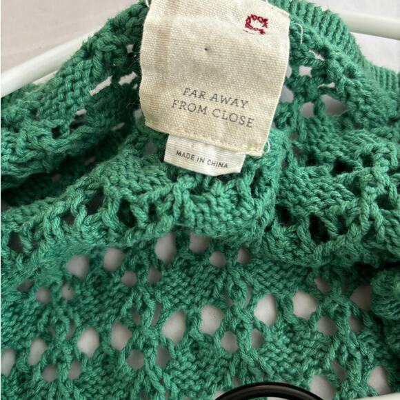 Anthropologie Far Away From Close Green Open Knit Cardigan Size Small - Picture 6 of 10